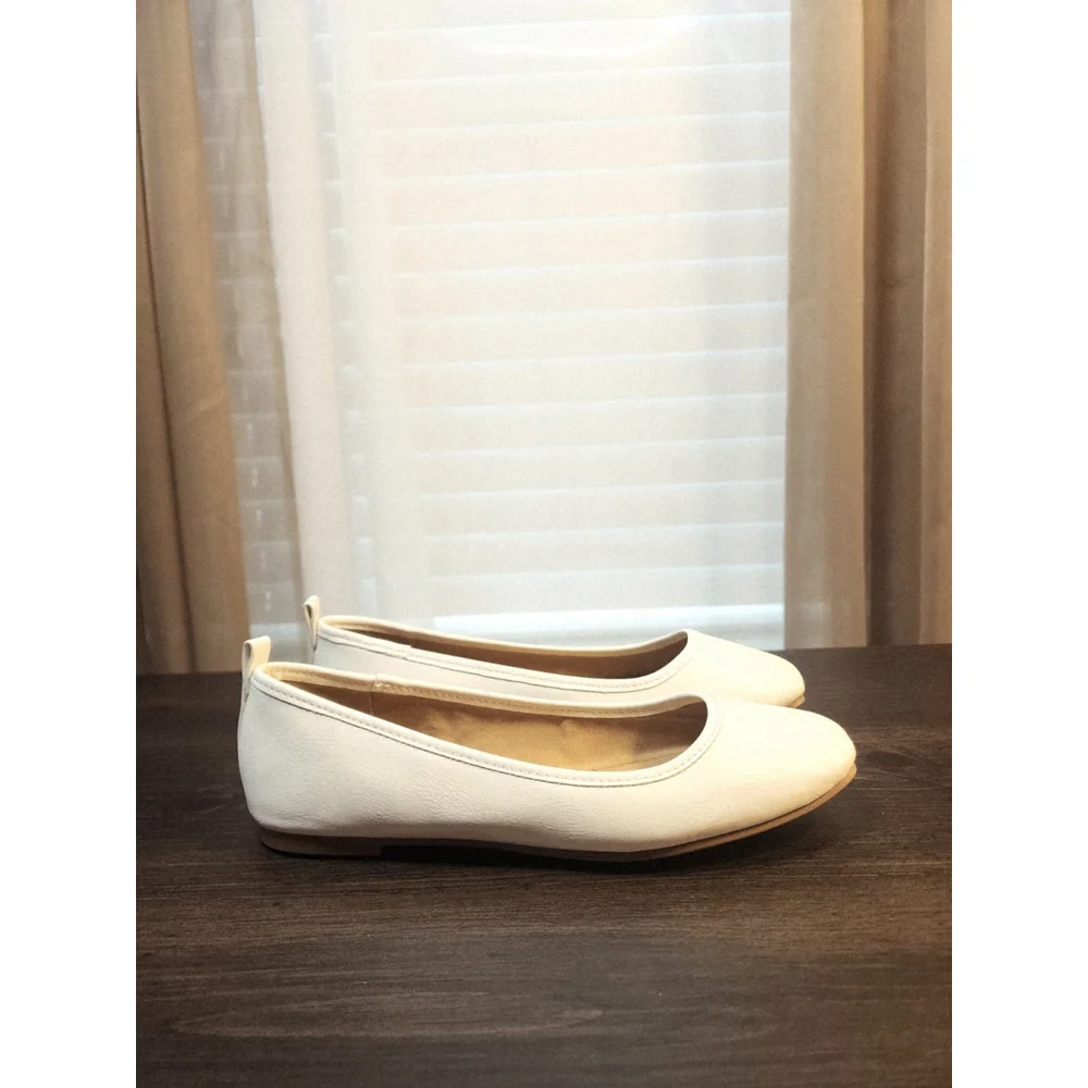 Sun and Stone Avvery Retro Ballet Flats Moccasins 8 M White